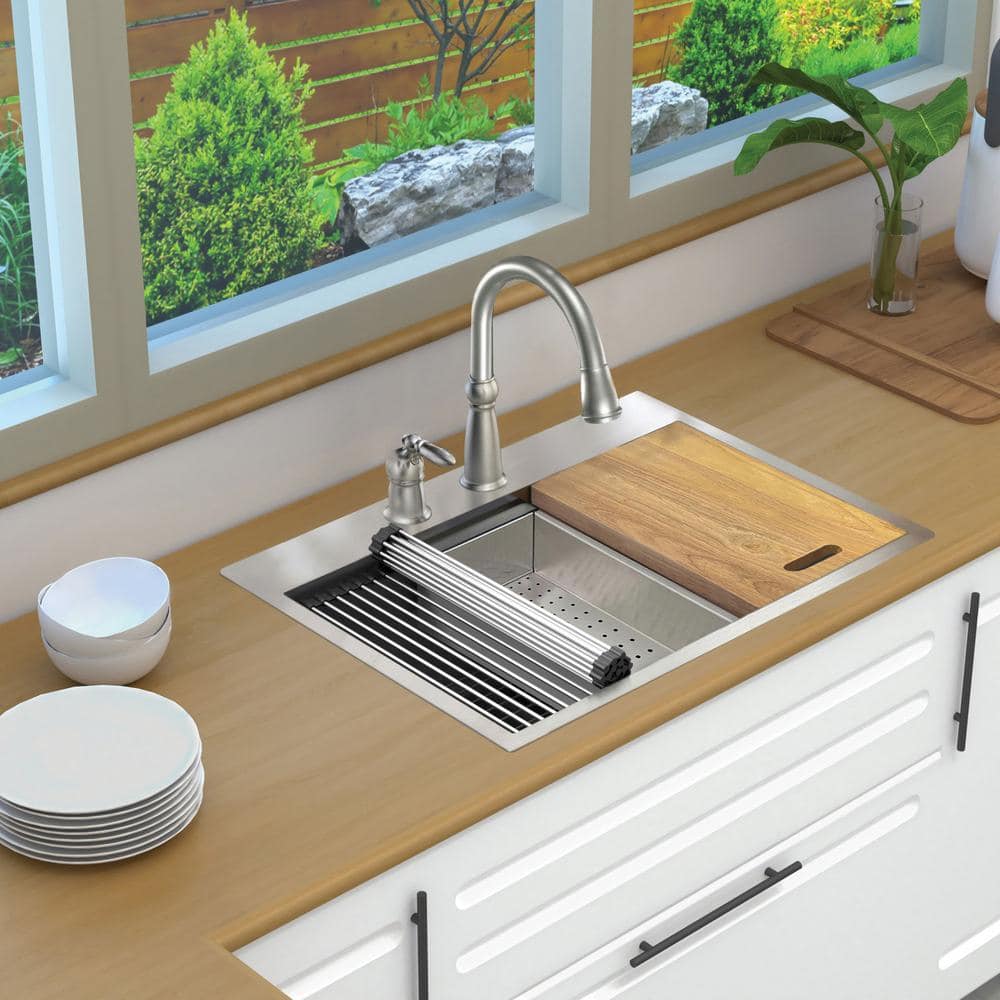 30-Inch Stainless Steel Drop-In Kitchen Workstation Sink