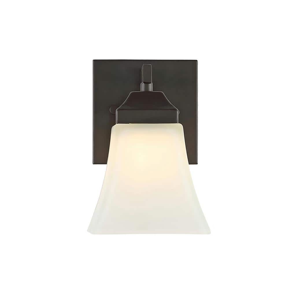 Staunton 5" Oil-Rubbed Bronze Vanity Light with White Glass Shade
