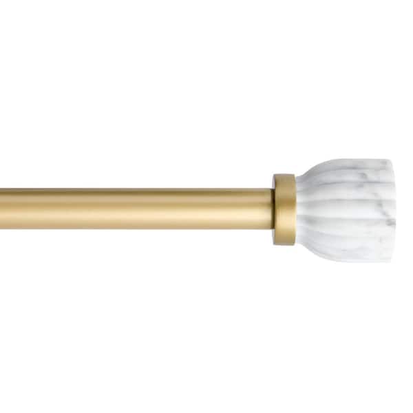 TOWN & COUNTRY LUXE Marbled Flute 36 in. - 72 in. Matte Gold Single Curtain Rod