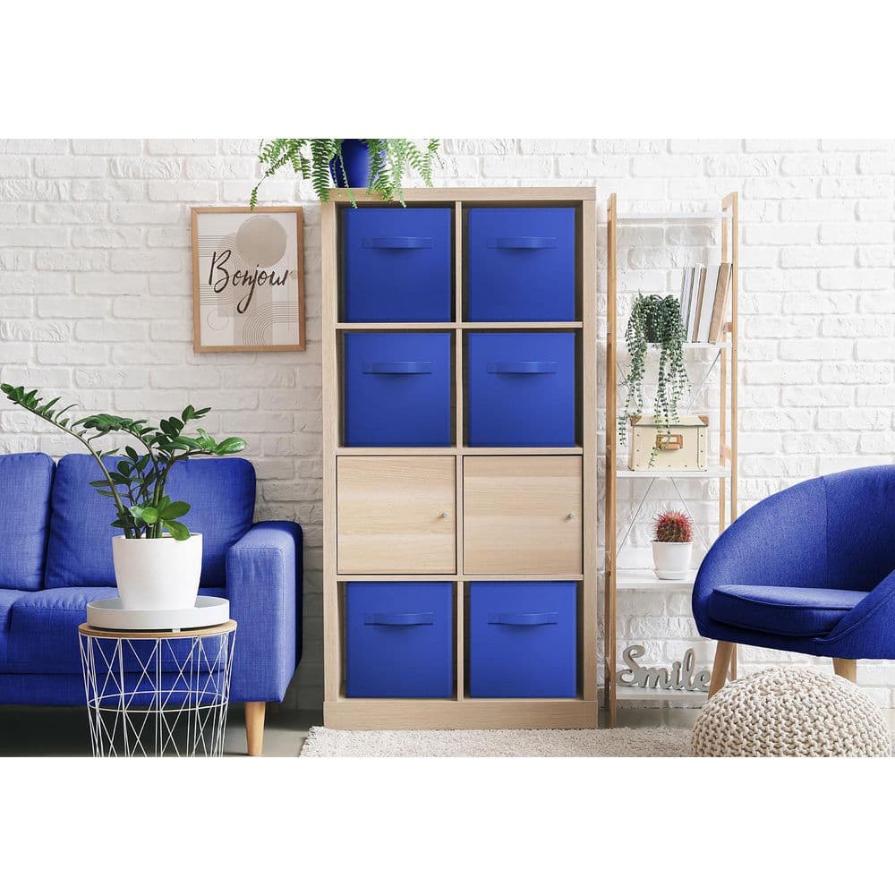 Large Storage Cubes with Handles, Blue 13 in. x 13 in. Fabric Decorative Ba