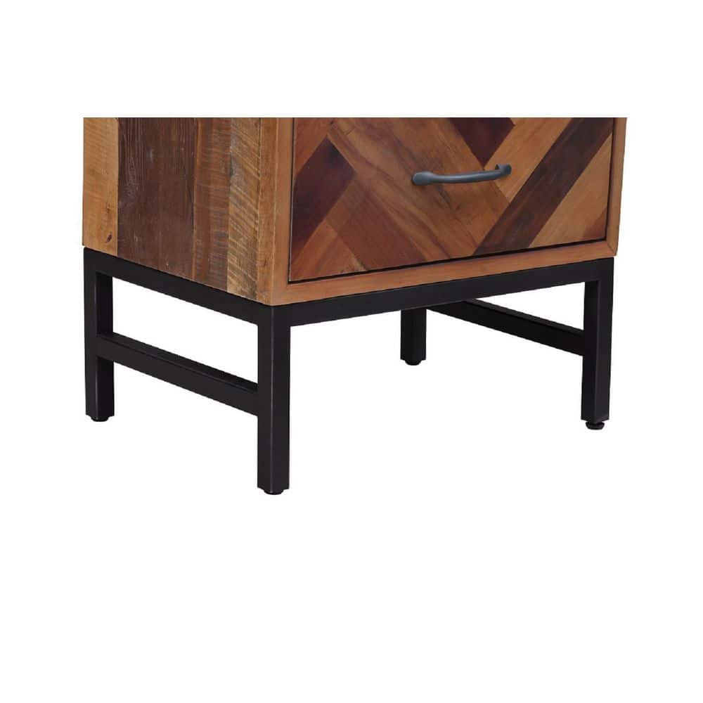 Benton Natural Oak Wood Chevron Pattern 3-Drawer Nightstand