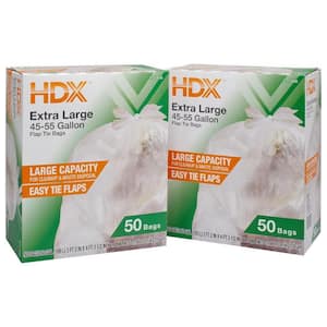 HDX 55 Gal. Clear Heavy-Duty Flap Tie Drum Liner Trash Bags (40-Count)  HD55WC040C - The Home Depot