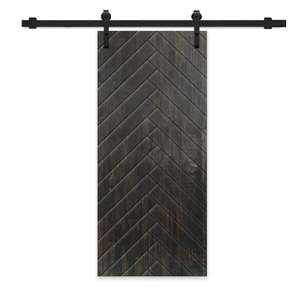 36 in. x 80 in. Charcoal Black Stained Pine Wood Modern Interior Sliding Barn Door with Hardware Kit price history on PriceWatchPro