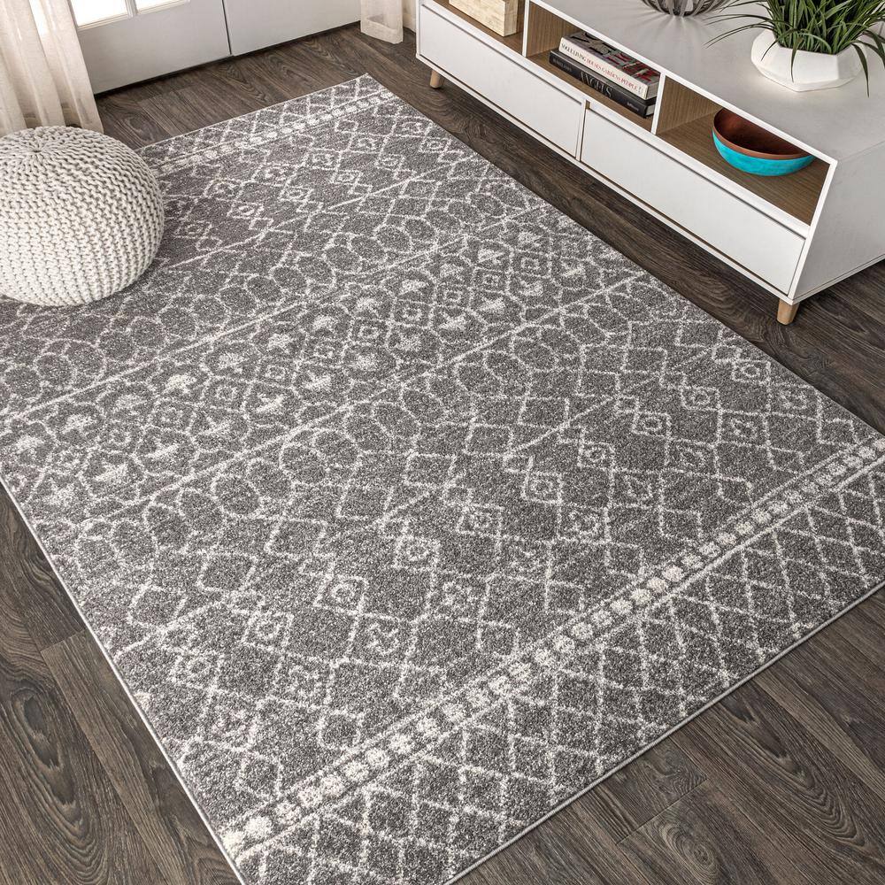Gray and Ivory Moroccan Beni Souk Area Rug