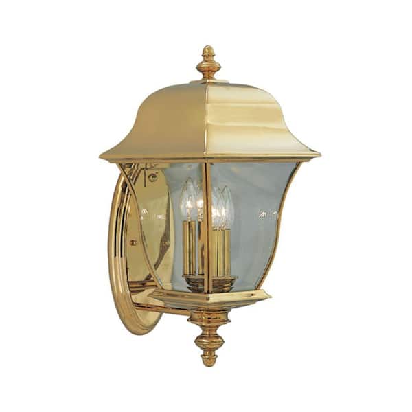 Designers Fountain Gladiator 3-Light Polished Brass Outdoor Wall-Mount Lantern Sconce
