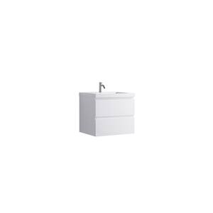 VSA Sintered Stone 24 in. W x 19.75 in. D x 21.75 in. H Wall Mounted Bath Vanity in White with White Countertop