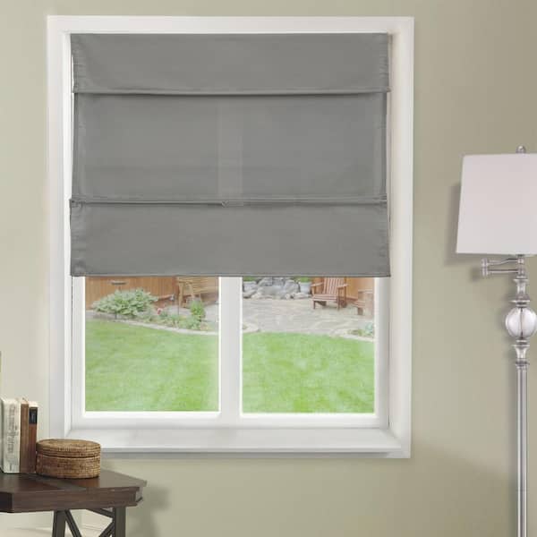 Chicology Daily Grey Cordless Light Filtering UV Protection Polyester Roman Shades 23 in. W x 64 in. L