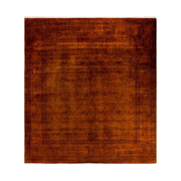 Overdyed Orange 9 x 10 Wool Indoor Area Rug