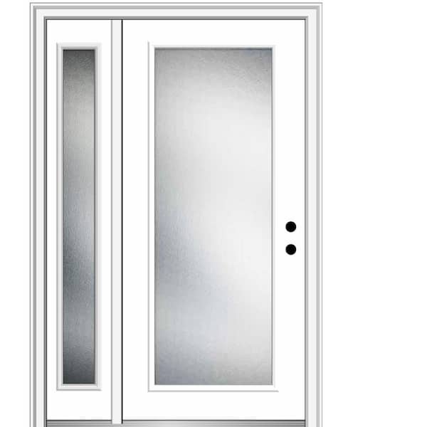 MMI Door 51 in. x 81.75 in. Micro Granite Left-Hand Inswing Full Lite Decorative Primed Steel Prehung Front Door w/ One Sidelite