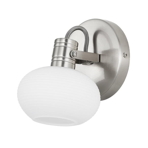 WINGBO 4.7 in. 1-Light Bathroom Vanity Light Fixture with Glass Shade, Nickel
