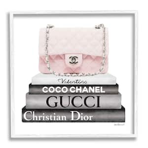 "Pink Quilted Purse on Modern Chic Bookstack" by Amanda Greenwood Framed Abstract Wall Art Print 17 in. x 17 in.