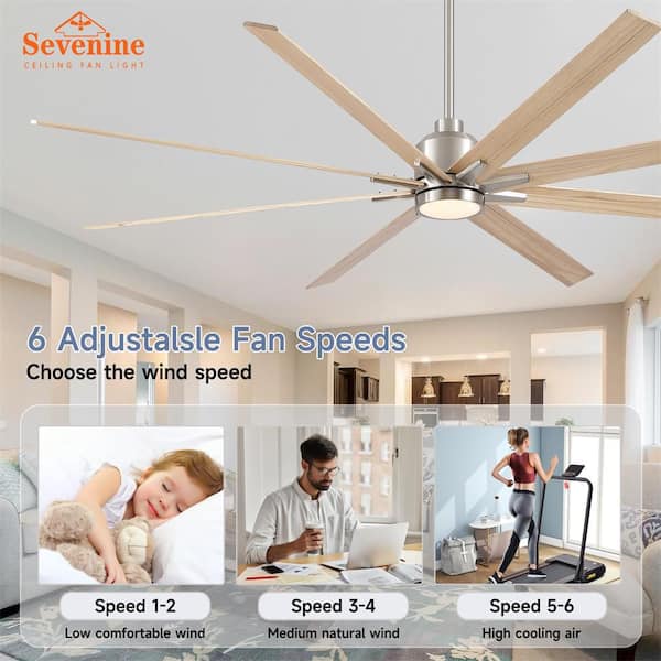 Sevenine Coastal 84 in. Indoor Brushed Nickel Large Windmill