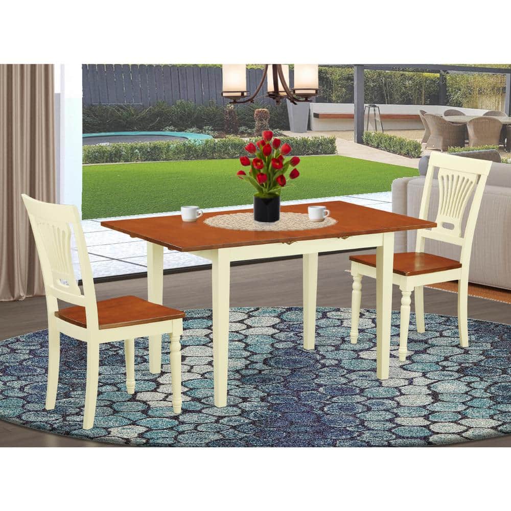 3-Piece White Finish Solid Wood Top Dining Table Set price history on PriceWatchPro