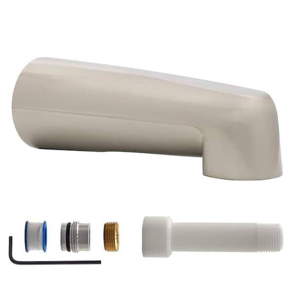 Universal Fit 7 in. Wall Mount Tub Spout, Zinc in Satin Nickel