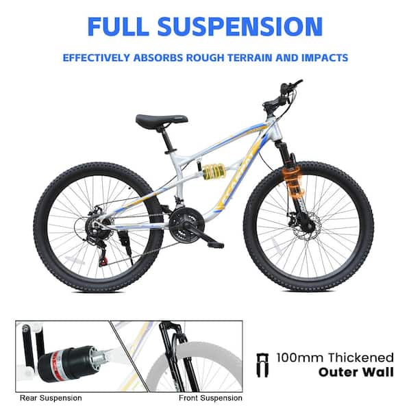 Flynama A2670 26 Inch 21-Speed Mountain Bike, Full Suspension