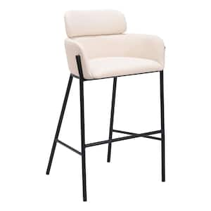 Bremor 29.7 in. Solid Back Plywood Frame Barstool with 100% Polyester Seat