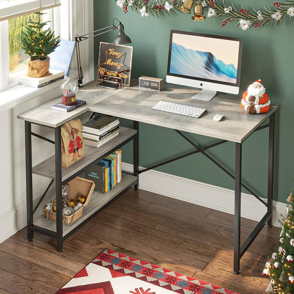 Bestier Computer Desk with Storage Shelves - 55 Inch Home Office Desks with  Reve
