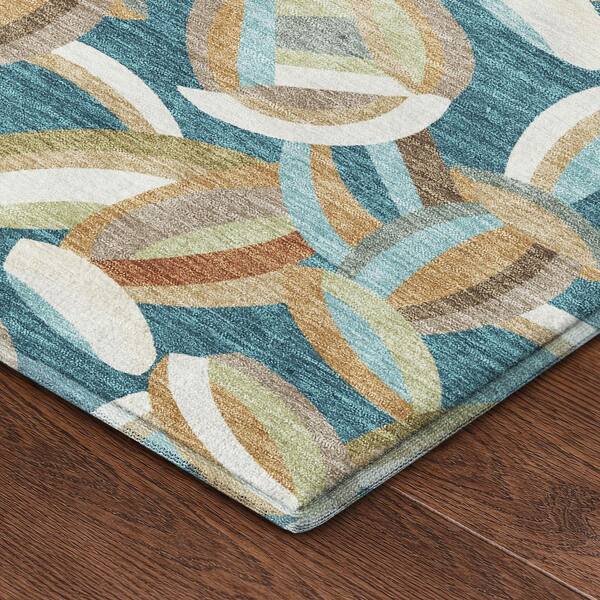 Mayfield Premium Machine Washable Abstract AMF2454 Teal 9 ft. x 12 ft. Area Rug
