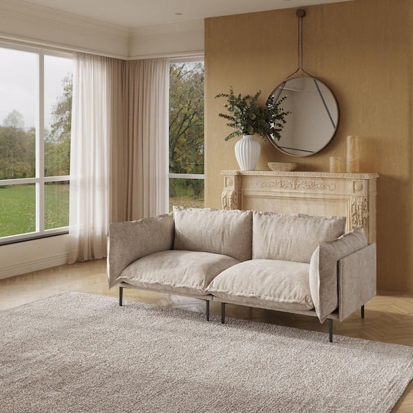 J&E Home 74.8 in. Square Arm 3-Piece Cloud Velvet Modular
