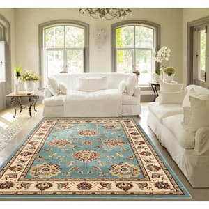 Timeless Abbasi Light Blue 7 ft. x 9 ft. Traditional Classical Area Rug