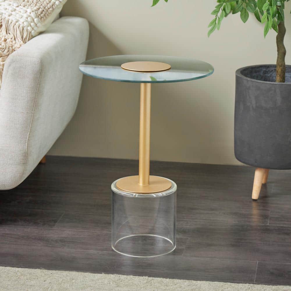 Litton Lane 22 in. x 16 in. Clear Round Acrylic Coffee Table with ...