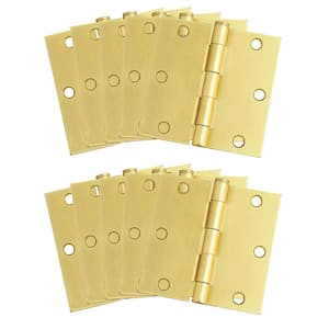 3-1/2 in. Square Corner Satin Brass Door Hinge Value Pack (10 per Pack)