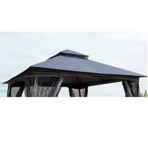 10 ft. x 10 ft. Gray Patio Double Roof Gazebo Replacement Canopy Only Fabric Canopy Only