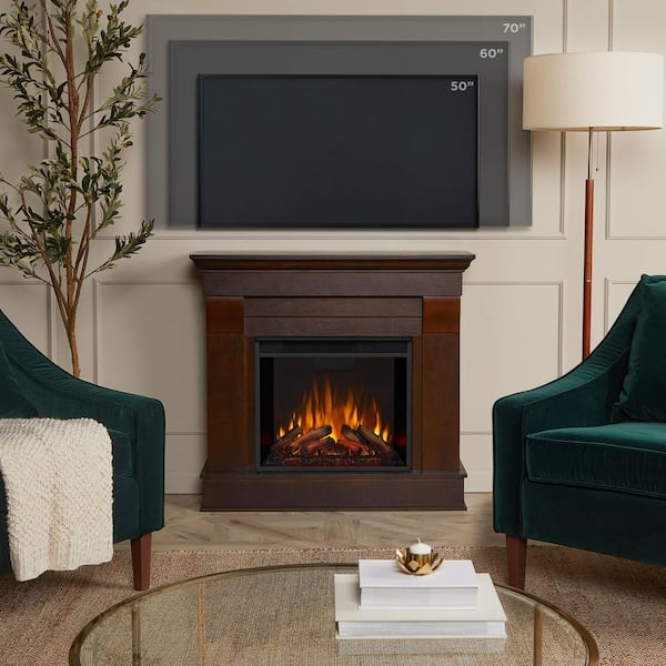 洋楽 Phancyful-Fire Real Flame Chateau 41 in. Electric Fireplace in Dark Walnut 5910E