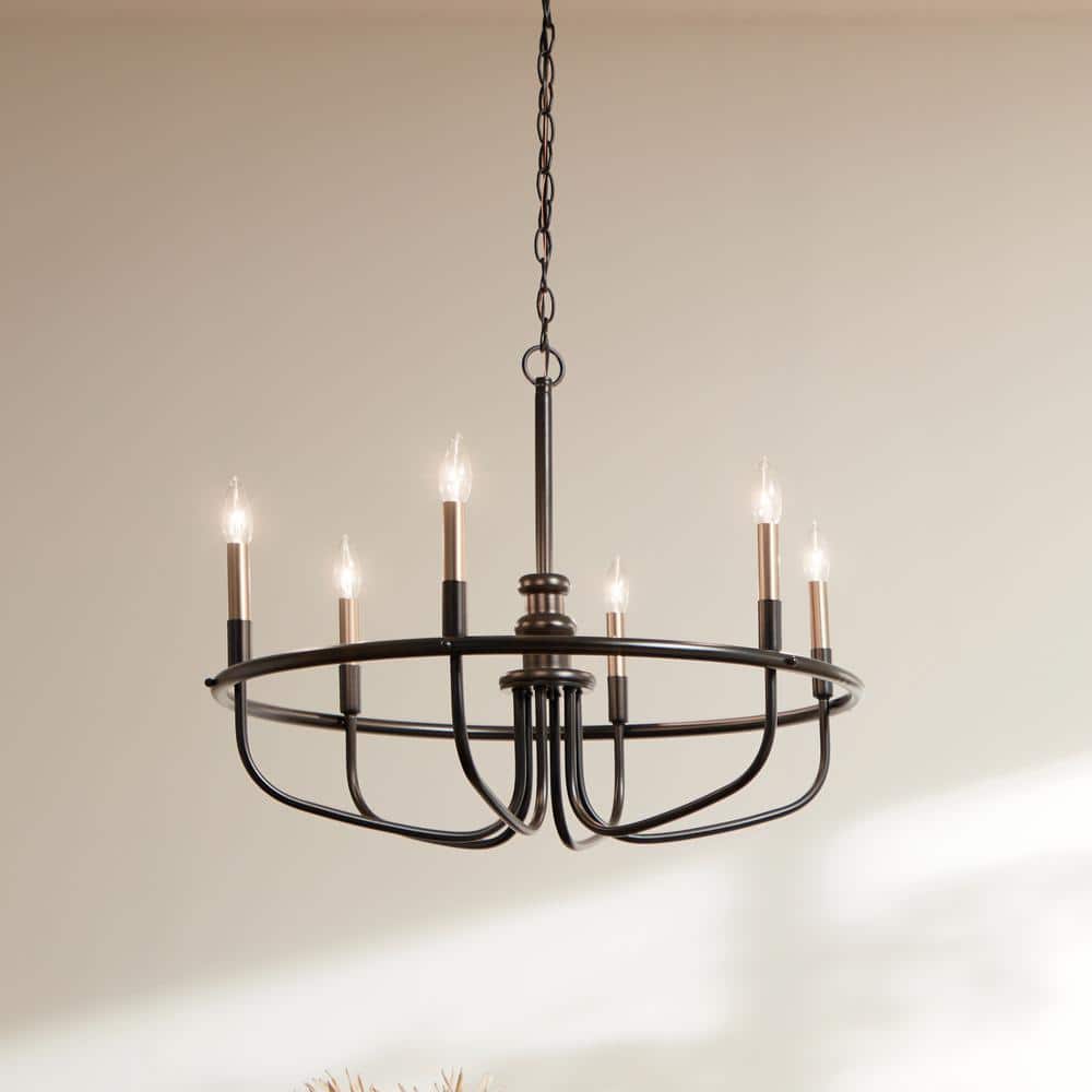 Capitol Hill Modern Black 6-Light Chandelier with Candle Sleeves