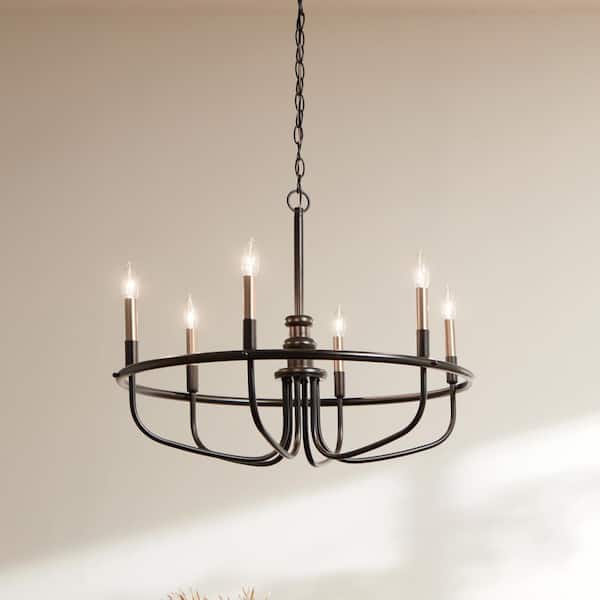 Capitol Hill 28.75 in. 6-Light Black Traditional Candle Circle Chandelier for Dining Room
