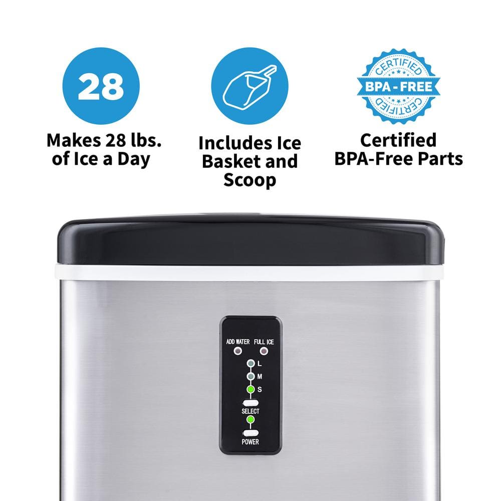 Stainless Steel Portable Countertop Ice Maker with 3 Sizes