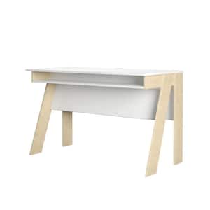 Tangent 47 in. Rectangular White Wood Computer Desk with Plywood Legs