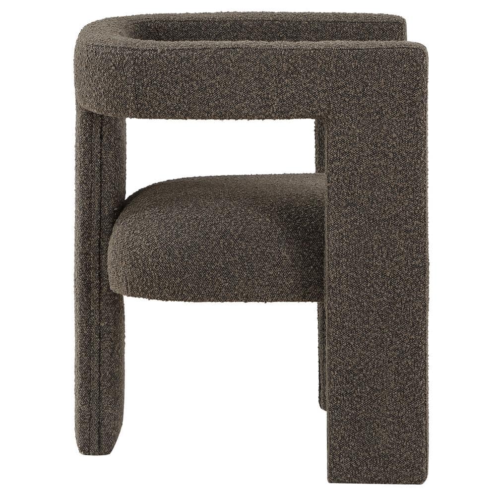 Chocolate Brown Bouclé Upholstered Modern Accent Chair