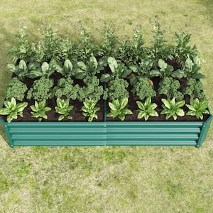 6 x 3 x 1 ft. Green Galvanized Steel Rectangular Outdoor Raised Beds Garden Planter Box for Vegetables, Flowers, Herbs