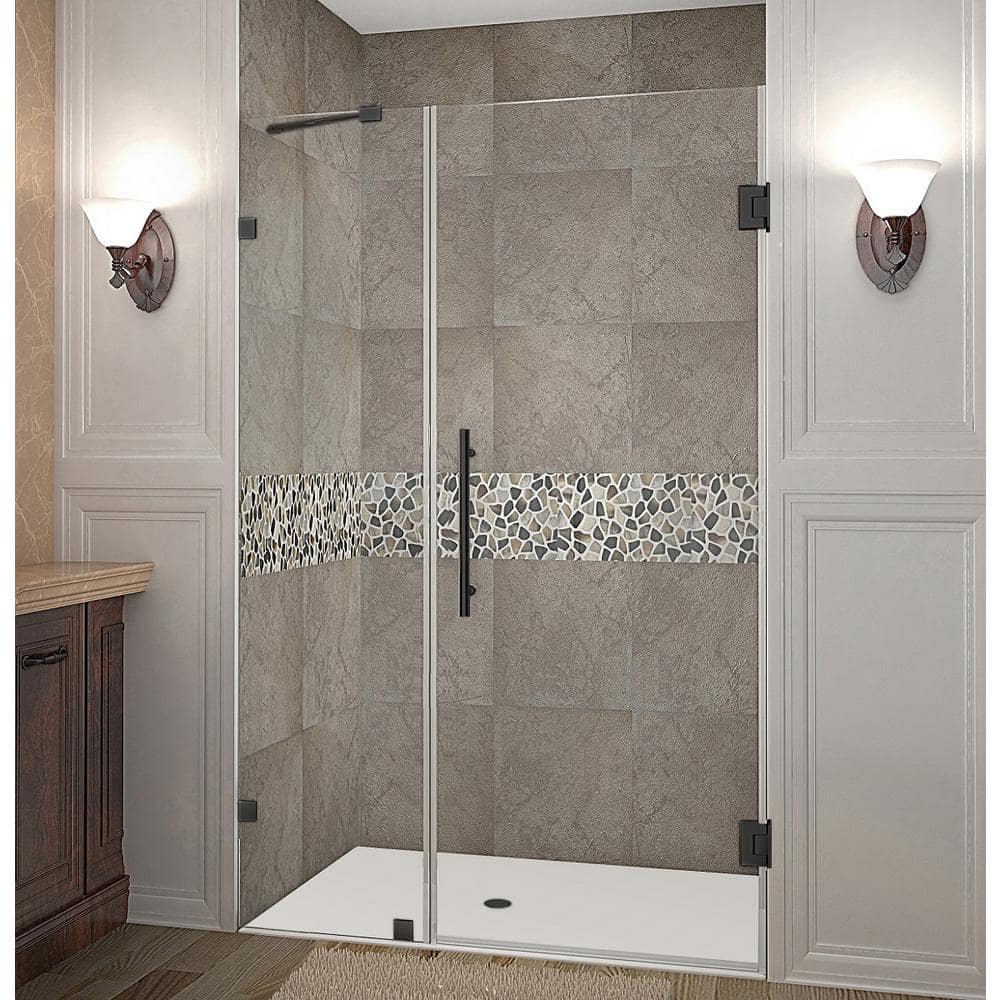 Nautis 40.25 - 41.25 in. x 72 in. Frameless Hinged Shower Door in Matte Black price history on PriceWatchPro