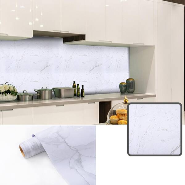 Off-White Faux Marble Self Adhesive Contact Paper, Peel and Stick