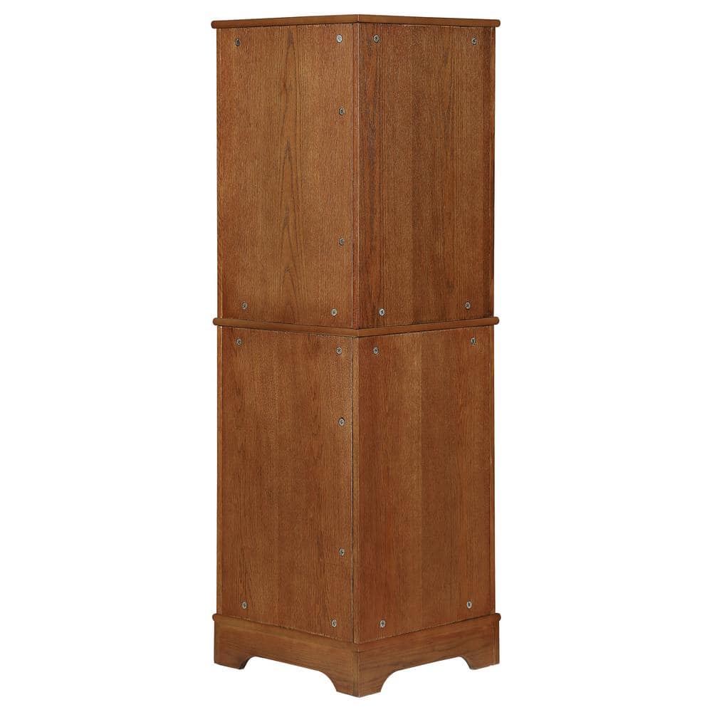 Transitional Golden Brown Corner Curio Cabinet with Glass Doors