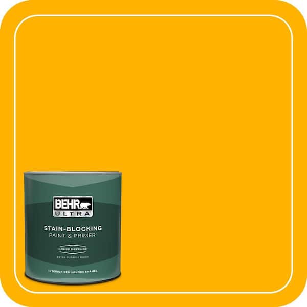BEHR ULTRA 1 qt. #310B-7 Saffron Thread Extra Durable Semi-Gloss Enamel Interior Paint & Primer