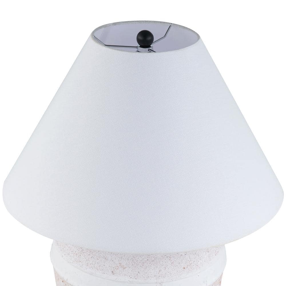 White Ceramic Urn-Shaped Nightstand Lamp with Fabric Shade
