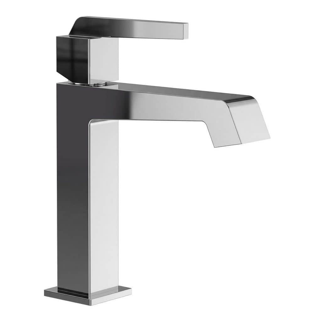 8.75 in. Height Minimalism 1 Handle Single Hole Bathroom Sink Faucet Spot Resistant in Polished Chrome with Drain price history on PriceWatchPro