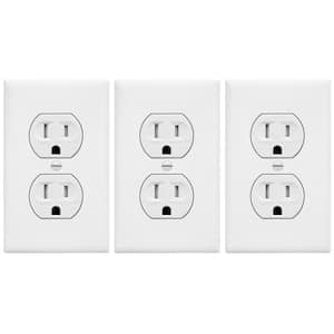 15 Amp 125-Volt Receptacle Duplex Outlet with Wall Plate in White (3-Pack)