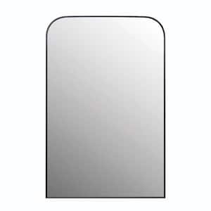 42.12 in. W x 65 in. H Rounded Edge Rectangle Metal Sleek Black Framed Wall Mirror
