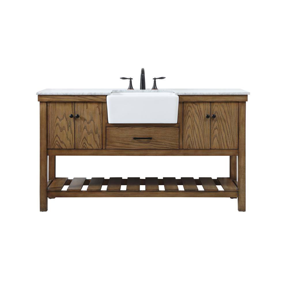 Driftwood Single Bathroom Vanity with Carrara White Marble Top