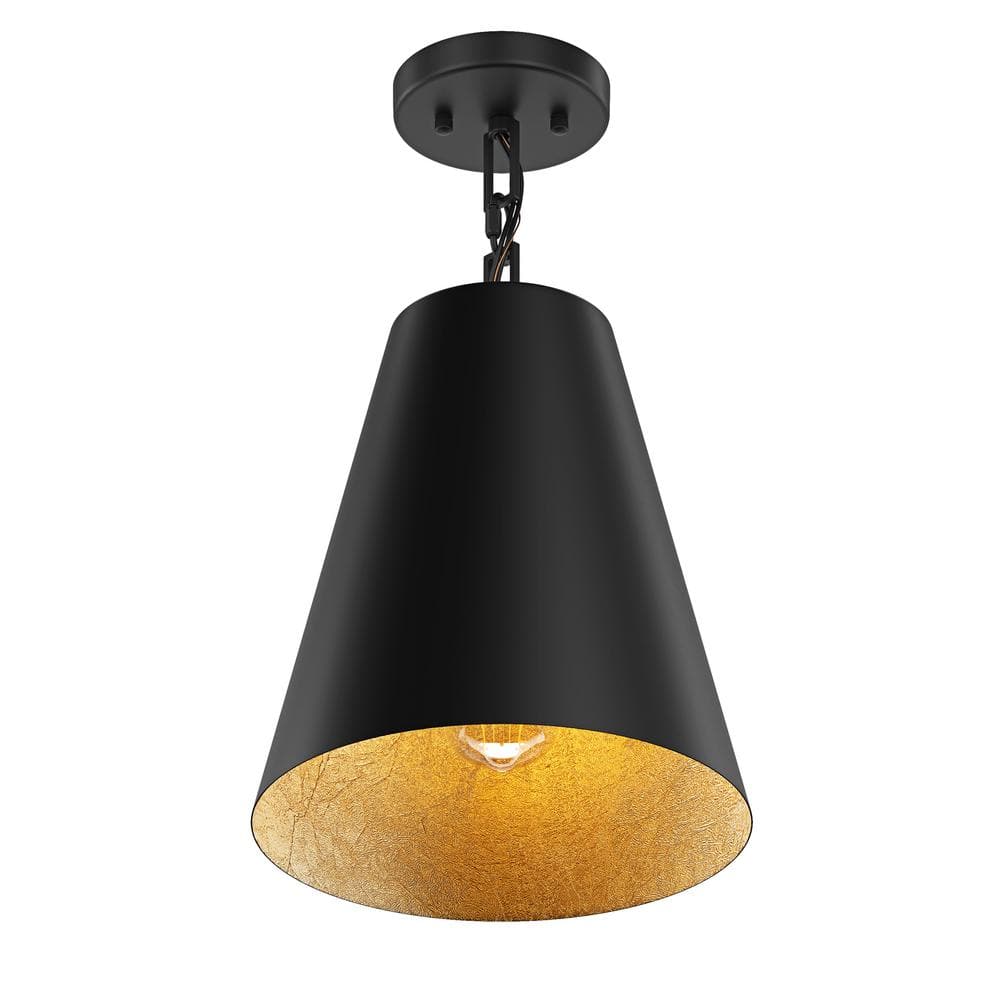 Modern 10.62 in. 1-Light Semi-Flush Mount Farmhouse Close to Ceiling Lighti