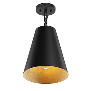 Modern 10.62 in. 1-Light Semi-Flush Mount Farmhouse Close to Ceiling Lighting with Metal Shade