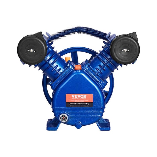 Air Compressor Pump Head, 3HP 6.25CFM @ 90 psi Twin Cylinder Oil Lubricated Air Compressor Piston Pump Head