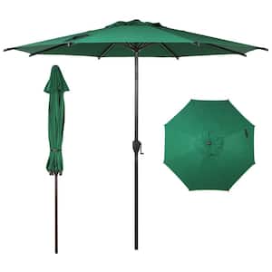 Lyon 9 ft. Steel Market Solar Horizontal Tilt Patio Umbrella in Dark Green