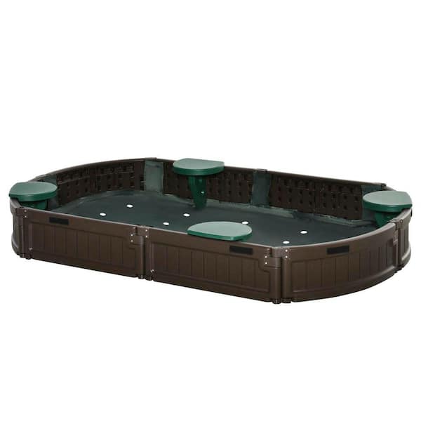 6 ft. W x 3.43 ft. L Oval Outdoor Sandbox with Cover Garden Bed