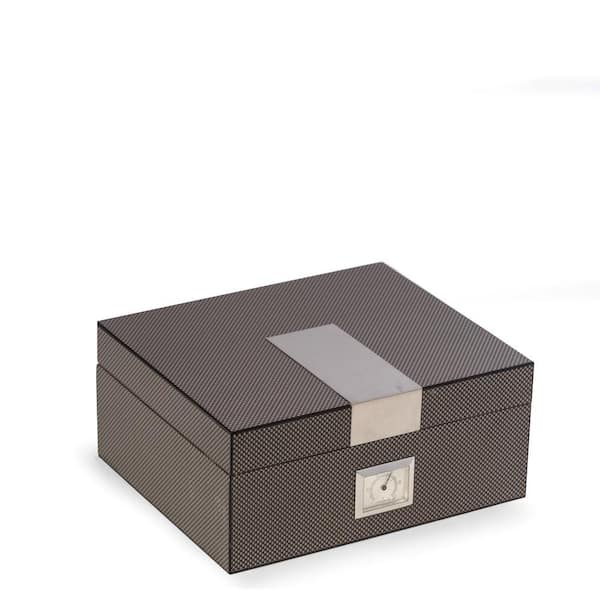 10.25 in. D x 4.5 in. H x 8.75 in. W Cedar Cigar Humidor in Gray