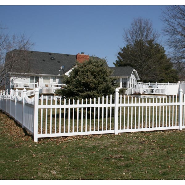 Weatherables Stratford 4 ft. H x 212 ft. L Picket Dog Ear Scalloped White Vinyl Fence Project Pack